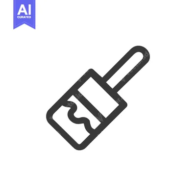 Premium design asset: Paintbrush Icon: Minimalist Design with Paint Detail, Black Outline