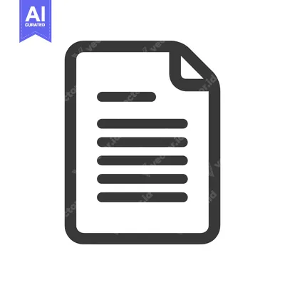Aset desain premium: Minimalist Document Icon: Curled Corner, Text Lines, Bold Outline