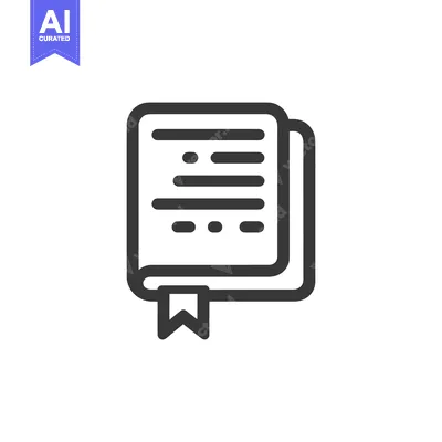 Aset desain premium: Minimalist Book Icon with Bookmark, Rounded Edges, Dark Gray Outline