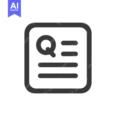 Aset desain premium: Rounded Square Icon with Letter Q and Lines, Dark Gray on White Backgr
