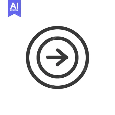 Aset desain premium: Minimalist Right Arrow Icon in Double Circle, Clean Design on White Ba
