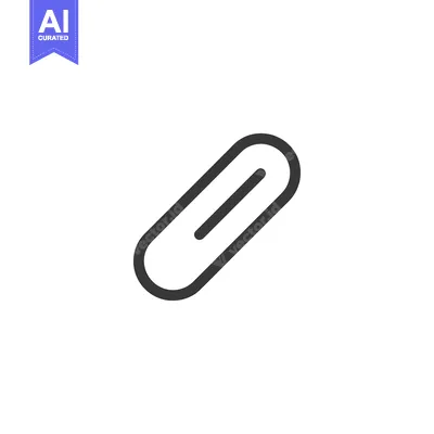 Aset desain premium: Minimalist Paperclip Icon: Simple, Clean Design on White Background