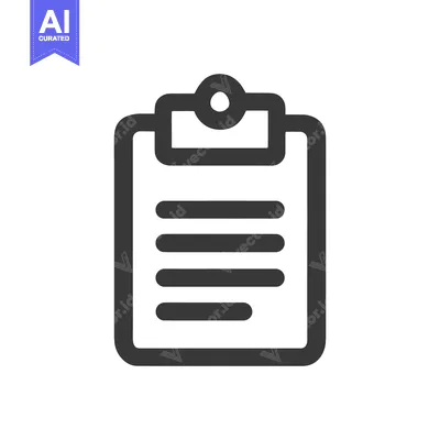 Aset desain premium: Minimalist Clipboard Icon with Rounded Lines and Clean Design