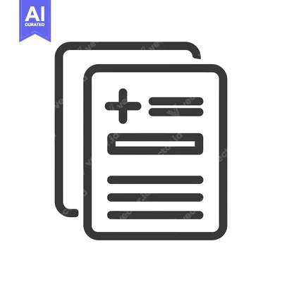 Aset premium populer: Medical Record Icon: Stacked Documents with Plus Sign and Text Lines