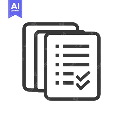 Premium design asset: Completed Checklist Icon: Stacked Documents with Checkmarks, Dark Gray