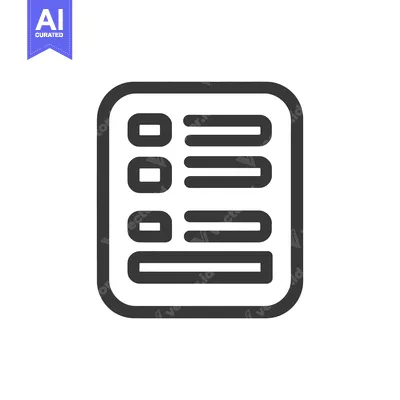 Aset desain premium: Minimalist Checklist Icon: Rounded Rectangle with Checkboxes and Lines