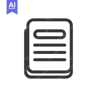 Aset desain premium: Simple Black and White Document Icon with Rounded Lines and Text