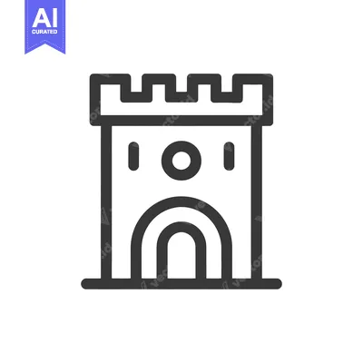 Aset premium populer: Minimalist Castle Tower Icon: Fortress Symbol in Bold Outline