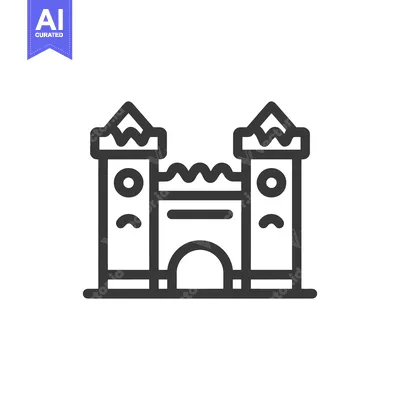 Aset premium populer: Minimalist Castle Icon: Simple Line Art of Medieval Fortress