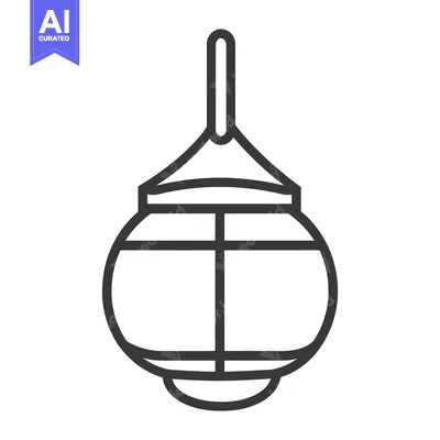 Aset premium populer: A simple black and white lantern illustration in a minimalist style