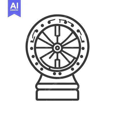Aset premium populer: An illustrative graphic of a wheel shaped object on a stand