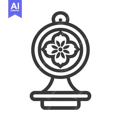 Aset premium populer: A circular ornament with a floral design and a decorative stand