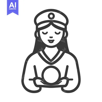 Aset desain premium: An illustration of a woman holding a spherical crystal ball