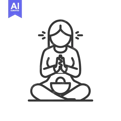 Aset desain premium: Simplified illustration depicting a person in a meditative posture