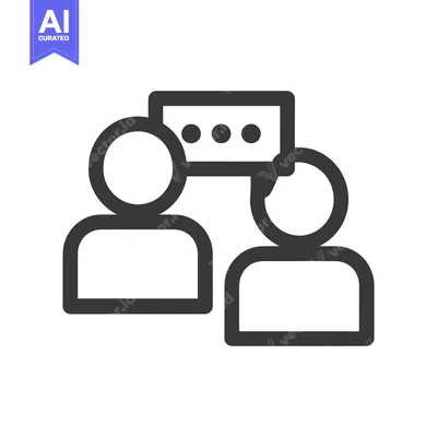 Minimalist Icon of Two People Communicating with Speech Bubble
