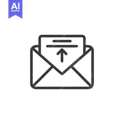 Aset desain premium: Minimalist Icon: Open Envelope with Document and Upward Arrow Symboliz