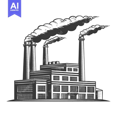 Aset premium populer: Industrial Factory Building With Smoke Stacks