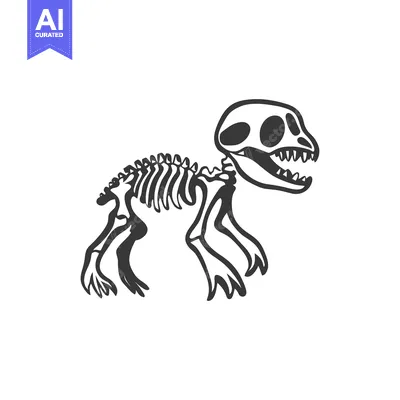 Premium design asset: An illustration of a dinosaur skeletal structure on a white background