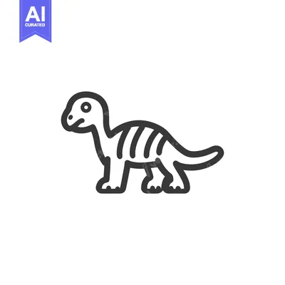 Aset premium populer: A simple black line drawing of a dinosaur on white background