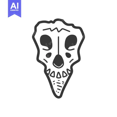 Aset premium populer: A simple illustrated drawing of a stylized skull on white