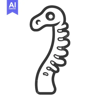 Aset desain premium: Cartoon depiction of a long necked dinosaur with its head shown