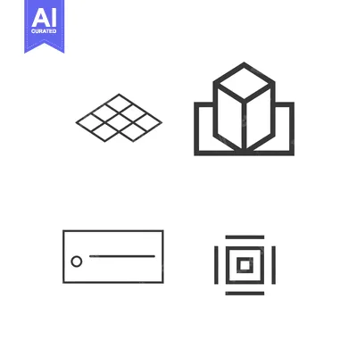 Aset desain premium: Four Abstract Geometric Line Art Designs
