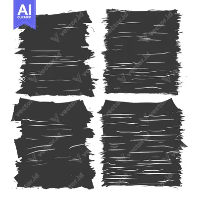 Aset premium populer: Four Black and White Abstract Shapes with Horizontal Brush Strokes