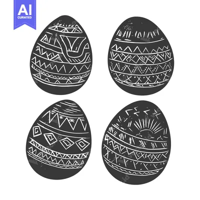 Popular premium asset: Four Black and White Eggs with Geometric Designs