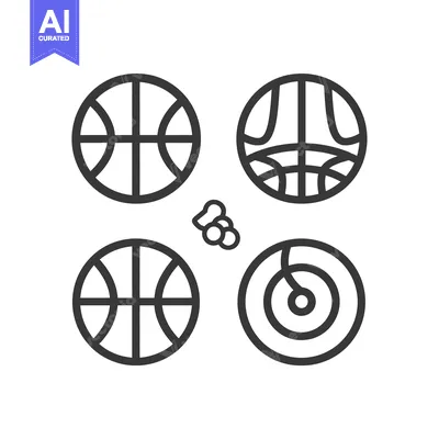 Popular premium asset: Four Black and White Outlines of Basketballs