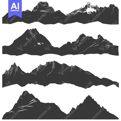 Aset premium populer: Four Black and White Silhouette Mountain Ranges