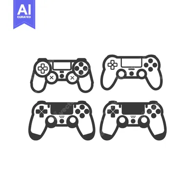 Four Black and White Video Game Controller Icons
