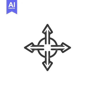 Premium design asset: Four Black Arrows Pointing in Different Directions Around a Circle