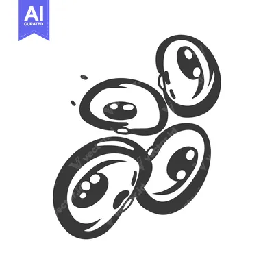 Aset premium populer: Four Cartoon Eyes with White Pupils in Black and White