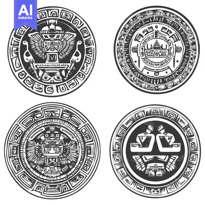 Popular premium asset: Four Circular Designs with Aztec or Mayan-Style Motifs