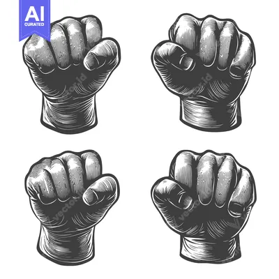 Aset premium populer: Four Detailed Engravings of Closed Fists