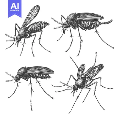 Popular premium asset: Four Detailed Hand-Drawn Illustrations of Mosquitoes