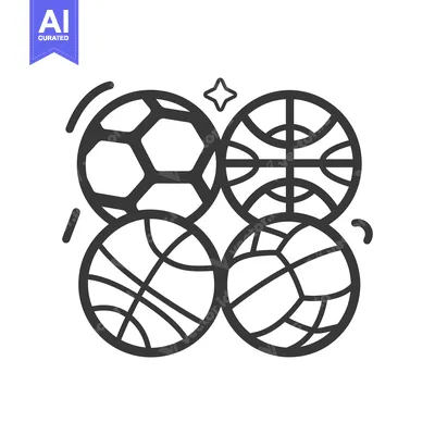 Aset premium populer: Four Different Sports Balls with a Shining Star