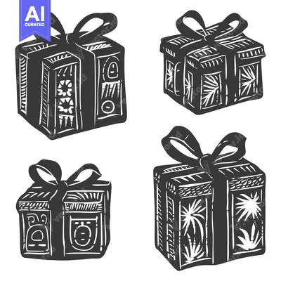 Aset premium populer: Four Hand-Drawn Gift Boxes with Bows