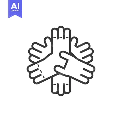 Aset desain premium: Four Hands Interlocked in a Circular Shape
