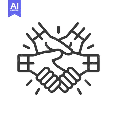 Aset premium populer: Four Hands Joined in a Circular Handshake with a Burst of Energy Surro