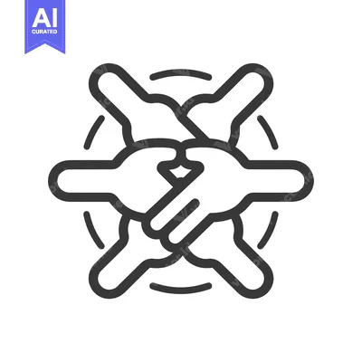 Aset desain premium: Four Hands Joined Together in Unity and Collaboration