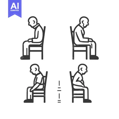 Aset desain premium: Four Illustrations of a Person Sitting on a Chair with Different Postu