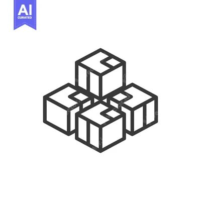 Aset desain premium: Four Interconnected Cubes in Isometric Perspective