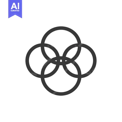 Four Interlocking Circles, Simple Black Line Art Design