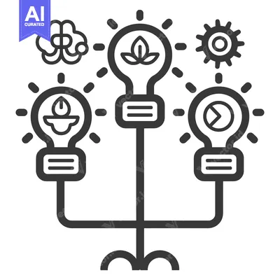 Four light bulbs with different symbols branching from a central stem