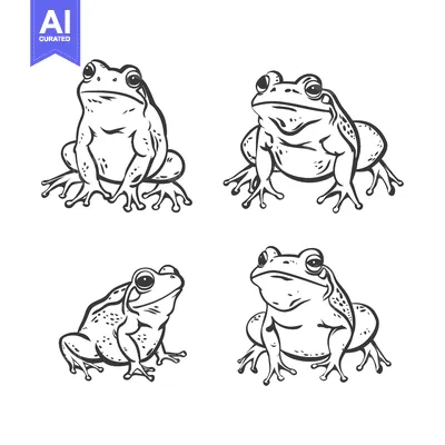 Popular premium asset: Four Line Drawings of Frogs in Different Poses