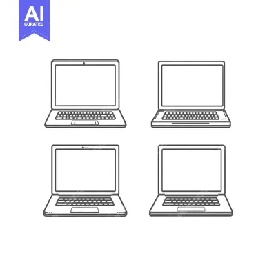 Aset premium populer: Four Outline Drawings of Closed Laptops