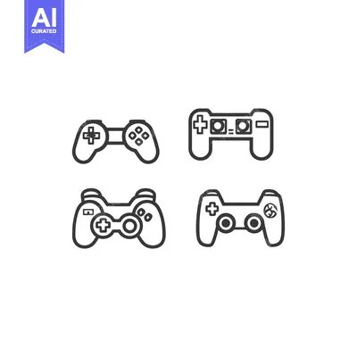Four Outline Drawings of Game Controllers