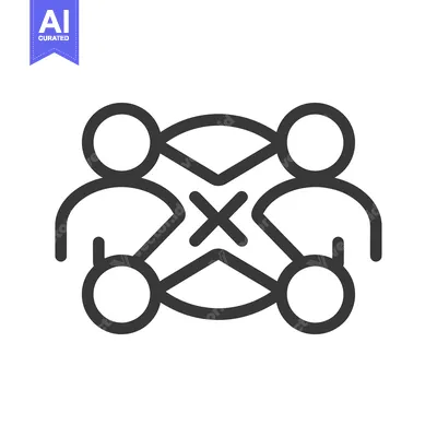 Aset desain premium: Four People Connected in a Circle with a Cross in the Center
