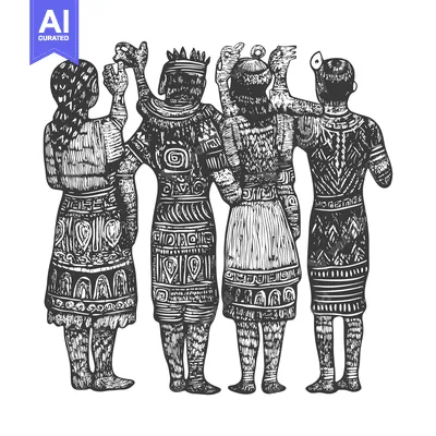 Popular premium asset: Four People in Traditional Clothing Standing Together